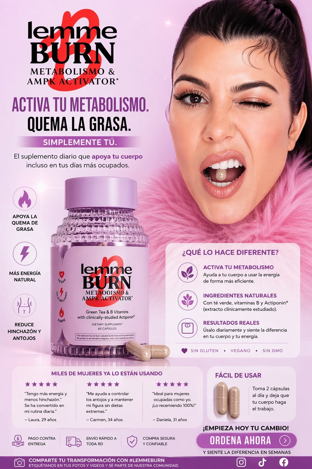 ACTIVADOR METABÓLICO AMPK 3 EN 1- QUEMA GRASA ABDOMINAL Y CONTROL DE ANTOJOS- 60 CAPSULAS